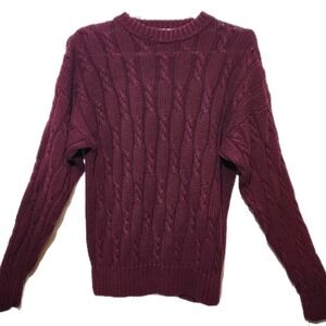 Brian‎ MacNeil Cable Knit Sweater Crewneck Oversized Burgundy Women's Size Large
